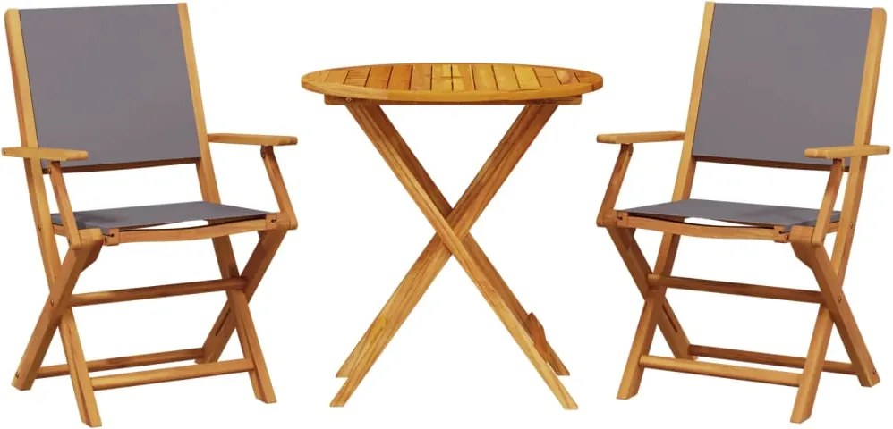 vidaXL 3 részes antracitszürke szövet és tömör fa bisztrószett