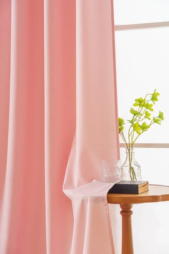 Függöny OXFORD LIGHT 140x250 cm, rózsaszín Felfüggesztés: Hullámos sínszalag