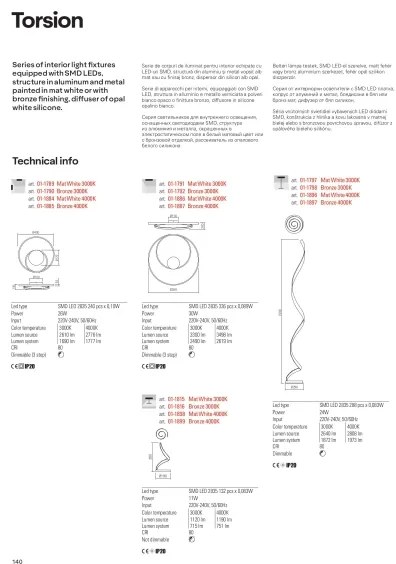 Redo 01-1792 - Fényerőszabályozható mennyezeti LED lámpa TORSION LED/30W/230V bronz