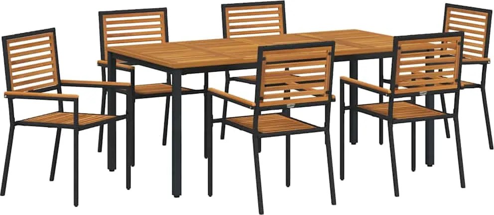 vidaXL Kert étkező szett 7 pcs Fekete és Barna polirattan