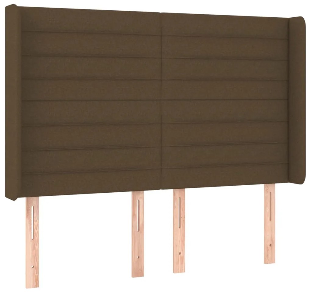 sötétbarna szövet LED-es fejtámla 147x16x118/128 cm