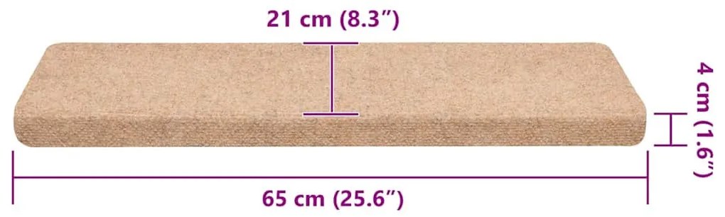 30 db öntapadós lépcsőszőnyeg, krémszínű, téglalap alakú széllel, 65 x 21 x 4 cm