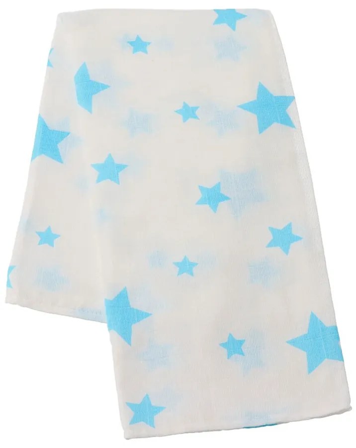 Pamut tetra pelenka New Baby Softy nyomtatott mintával 70 x 70 cm 4 db fehér-türkiz
