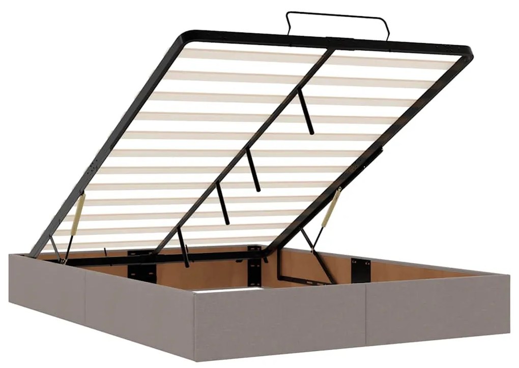 Ottomán tópszínű szövet ágykeret matrac nélkül 140 x 190 cm