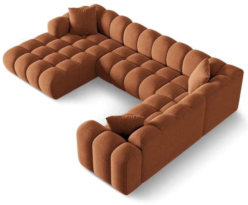 Terrakotta színű zsenília sarokkanapé (jobb oldali-U alakú) Treno – Cosmopolitan Design