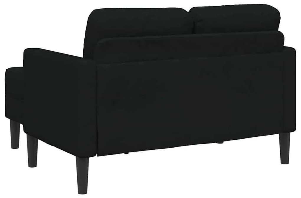 fekete anyagból 2 üléses kanapé L-alakú kanapéval 125 cm