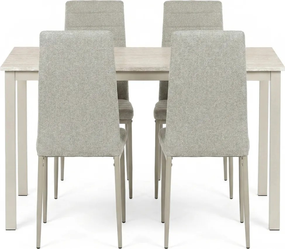 4 személyes étkezőszett szürke székekkel és travertin asztallal 110x70x75 cm