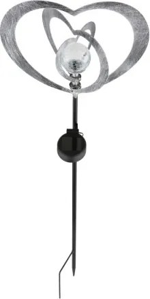 Globo 36580 Solar lámpa, ezüstszürke/fekete fém, matt fekete műanyag, átlátszó gömb repedezett üveg hatással, tolókapcsoló, AAA 300mAh 1.2V elemmel, IP44, HxSzxM: 280x60x820mm, tartozék: LED 0.06W 3V, 3000K