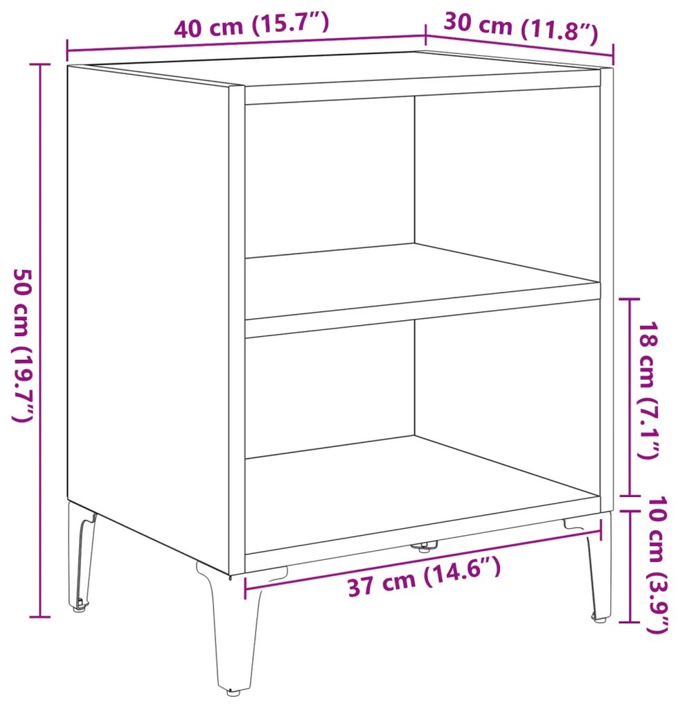 Éjjeli Szekrények 2 db Kézműves tölgy 40x30x50 cm Mérnöki fa