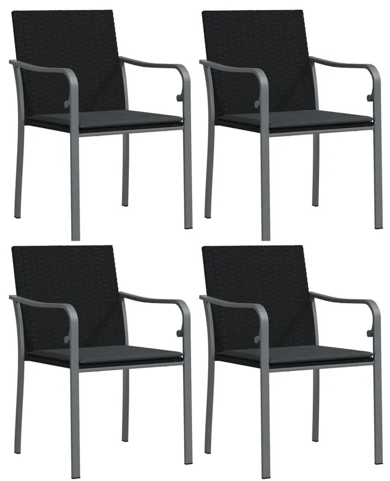 5 részes polyrattan és acél kerti étkezőgarnitúra párnával