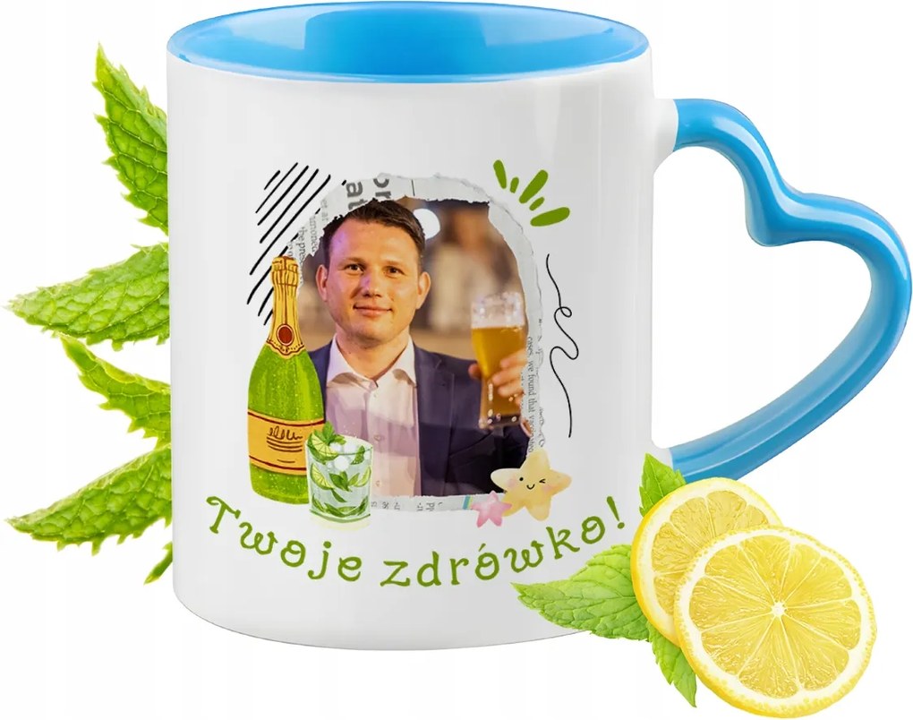 Sławomir Mentzen Kék Bögre Szív Alakú Füllel Ajándék