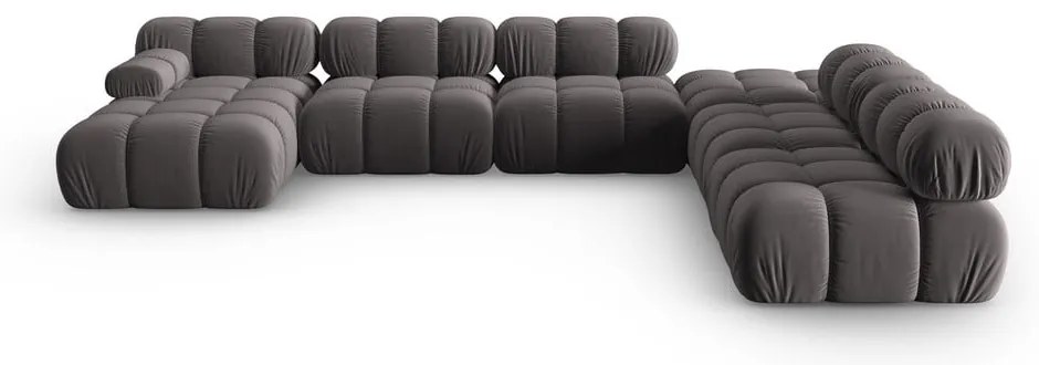 Sötétszürke bársony kanapé 379 cm Bellis – Micadoni Home