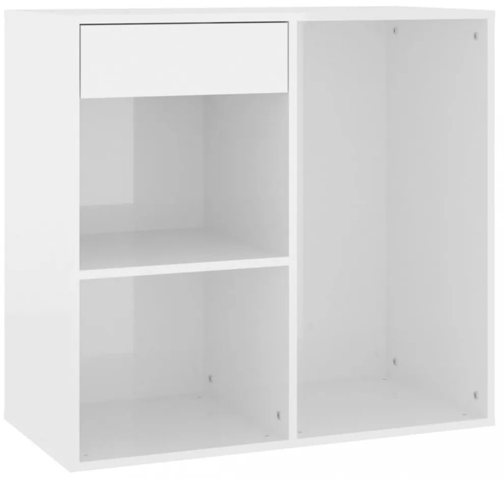 magasfényű fehér szerelt fa pipereszekrény 80 x 40 x 75 cm