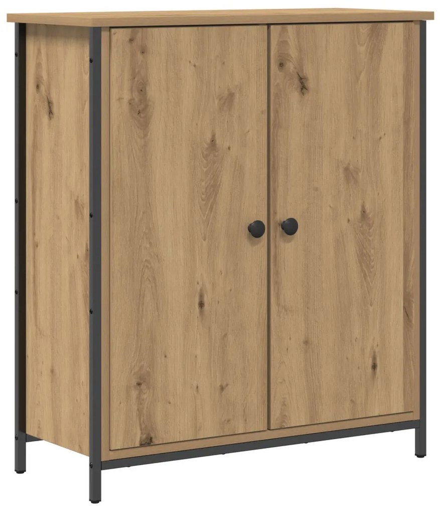 Kézműves tölgy büfé 70x30x80 cm Forgácslap és Acél