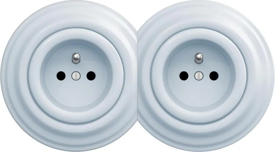 Kliklap - Kettős retro fali aljzat kerettel, 230 V, kék