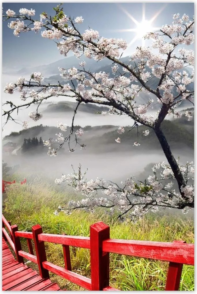 Poszterek 80x120 Vörös híd Japánban