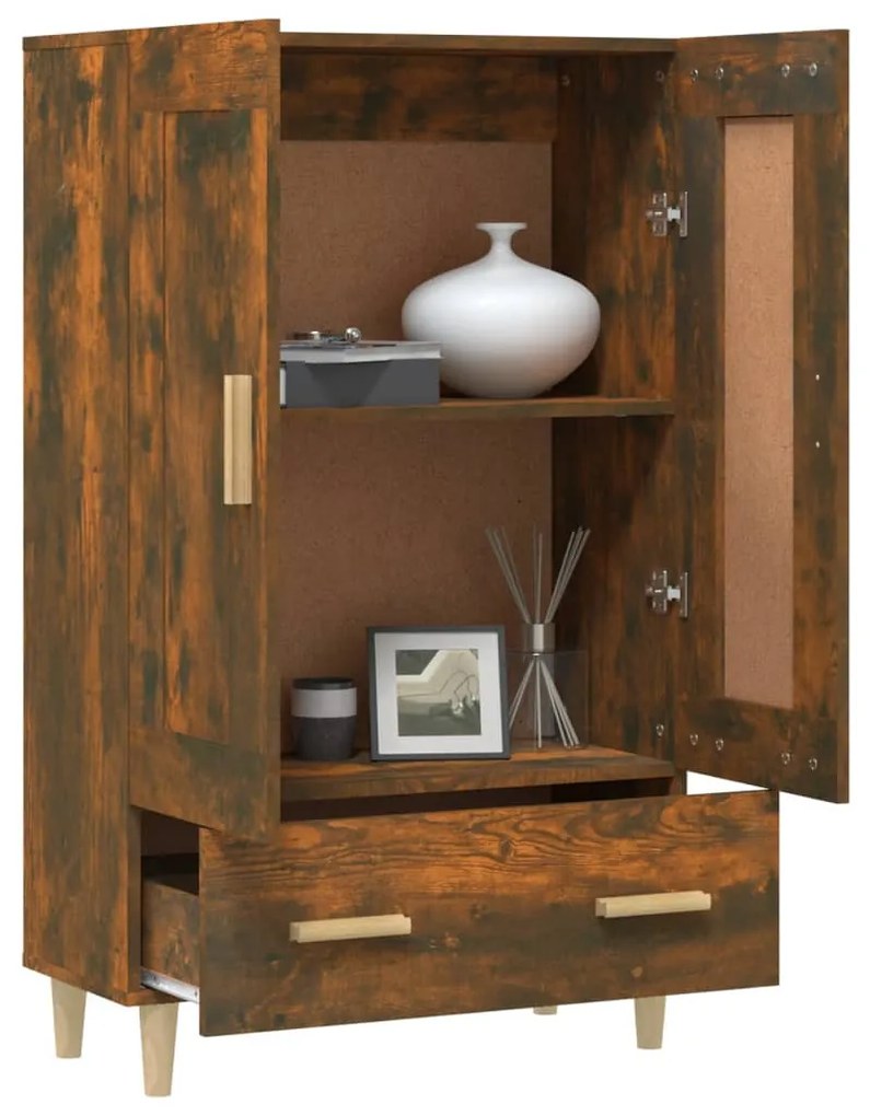 Füstös tölgy színű szerelt fa magasszekrény 70 x 31 x 115 cm