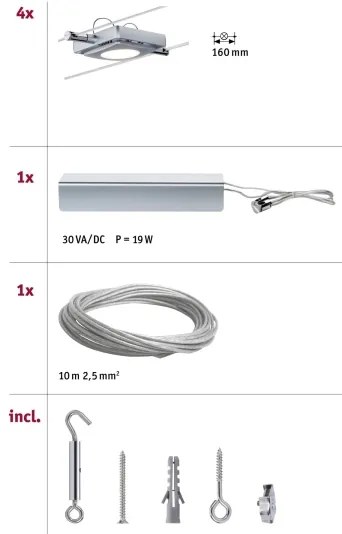 Paulmann 94107 - 4 darabos szett 4xLED/4,3W spotlámpa kábelrendszerhez MAC 230V