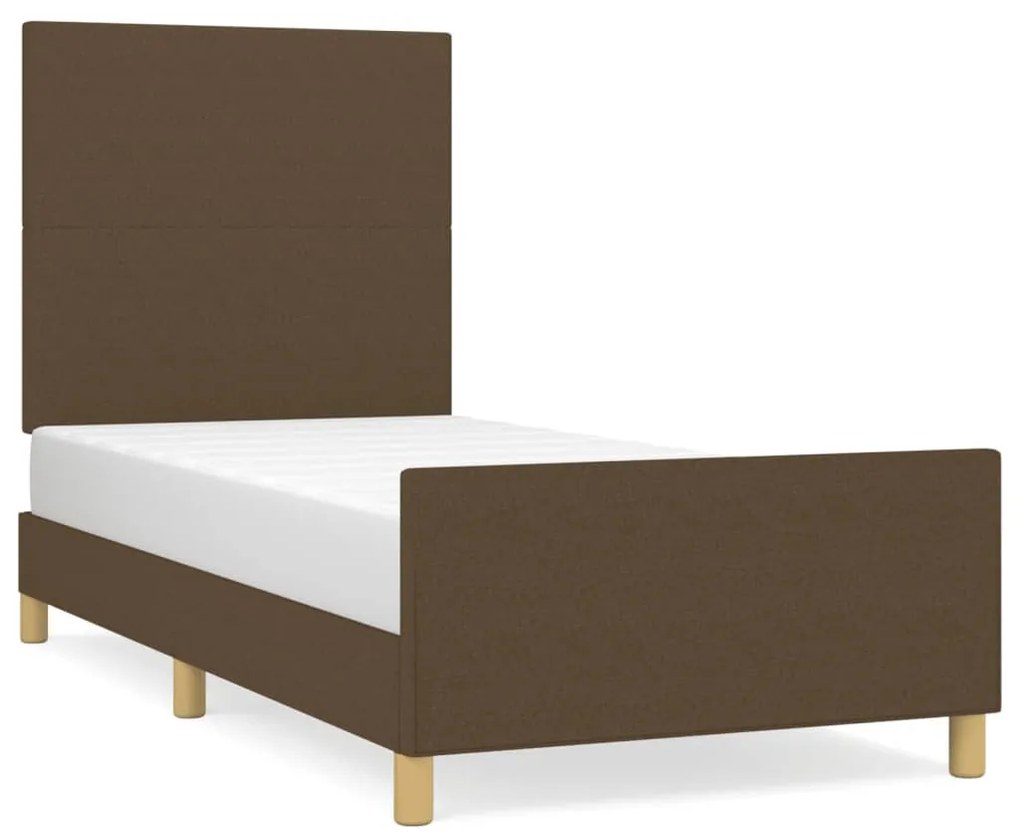 sötétbarna szövet ágykeret matrac nélkül 80x200 cm