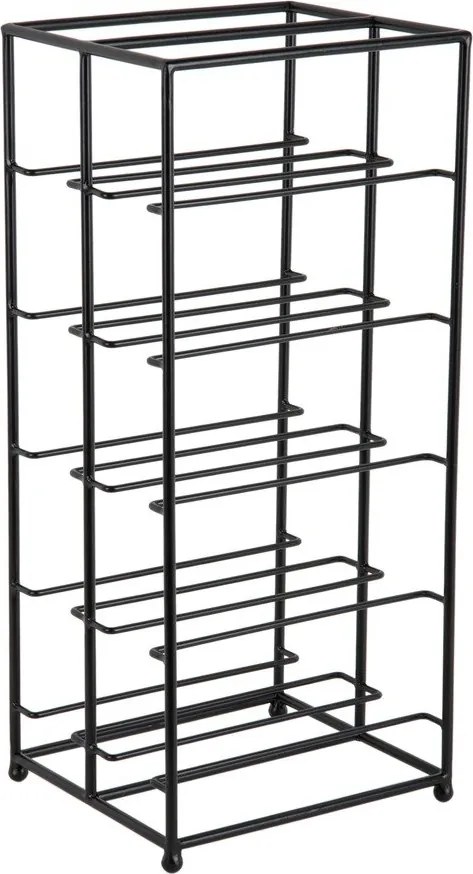 Fekete fém bortartó polcos állvány, palackok száma 10 25x57x22,5 cm Dual Floor – PT LIVING