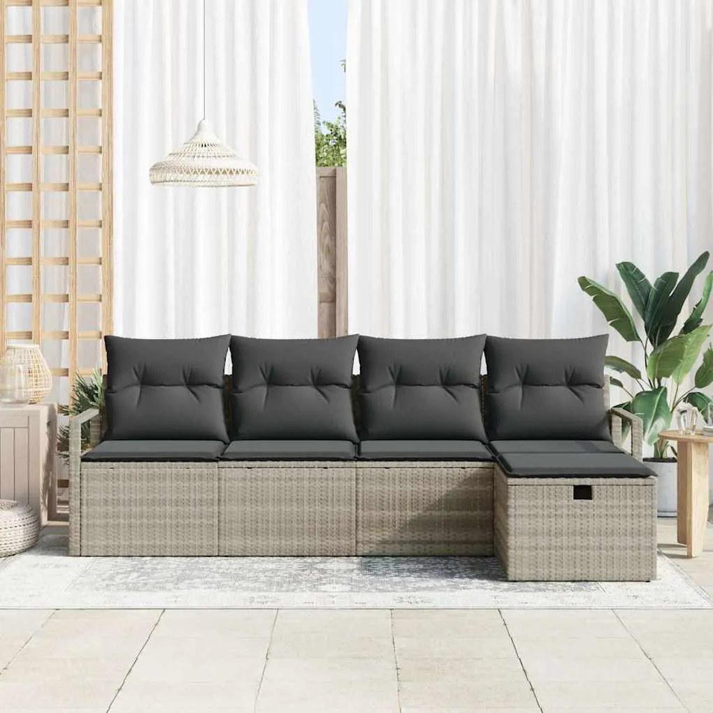 Kerti Kanapé Szett 5 pcs Világosszürke 230 x 117 x 85 cm
