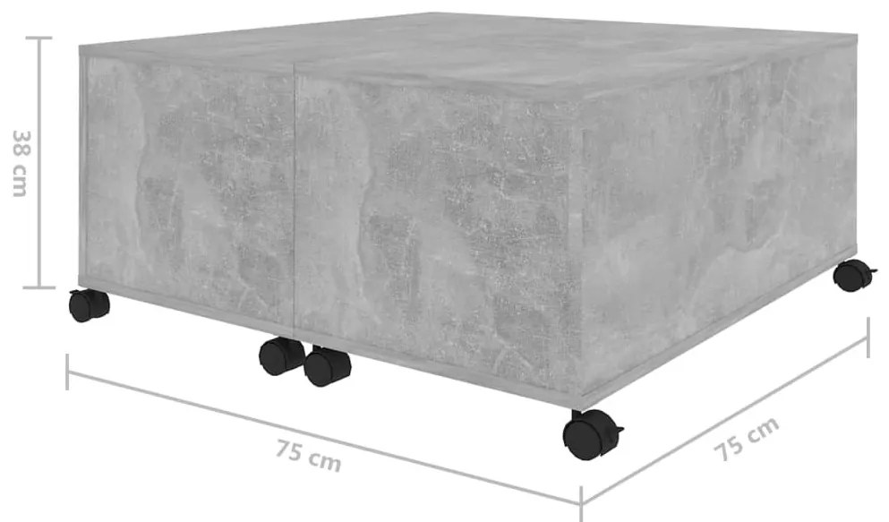 betonszürke szerelt fa dohányzóasztal 75 x 75 x 38 cm