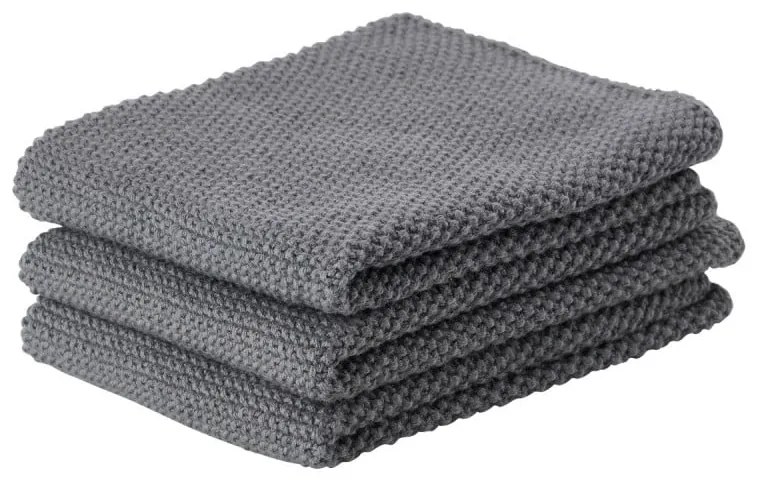 Prado 3 db-os sötétszürke pamut konyharuha szett, 27 x 27 cm - Zone