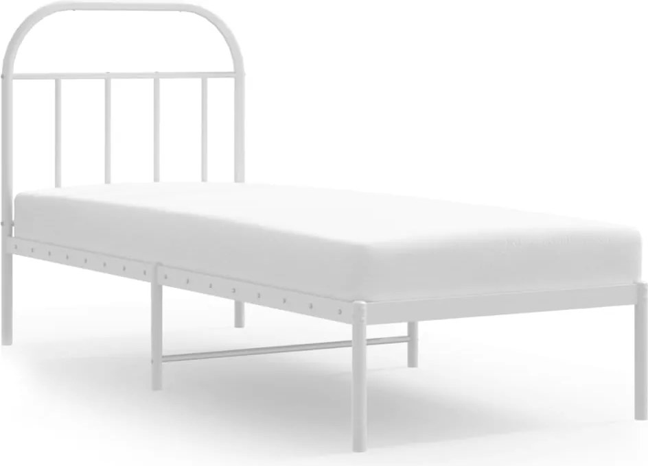 vidaXL fehér fém ágykeret matrac nélkül fejtámlával 180 x 200 cm