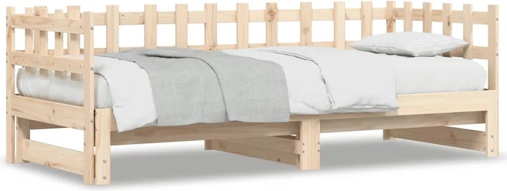 vidaXL tömör fenyőfa kihúzható kanapéágy 2 x (90 x 200) cm