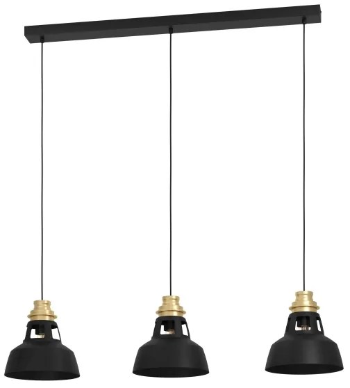 Eglo 390231 - Csillár zsinóron ESPINARDO 3xE27/40W/230V fekete/arany