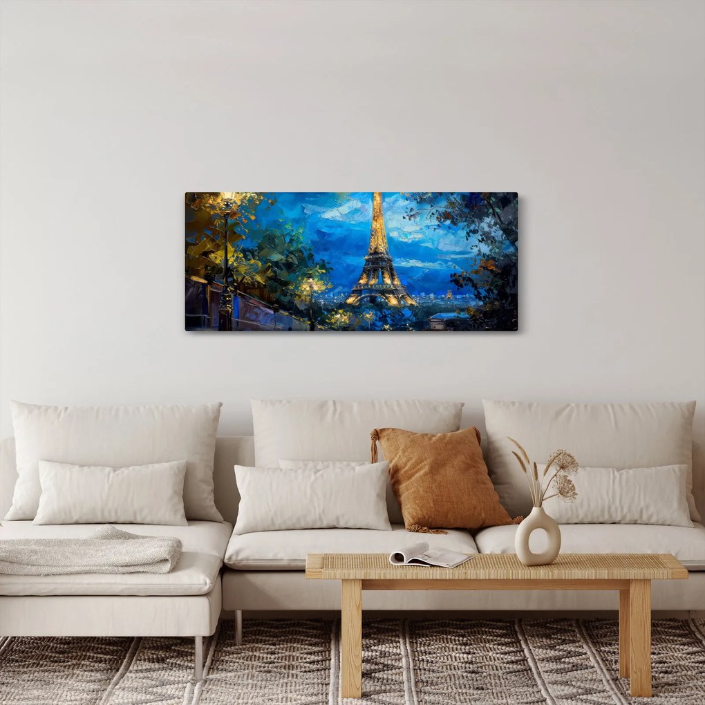 Kép - Olajfestmény az Eiffel-toronyról (120x50 cm)