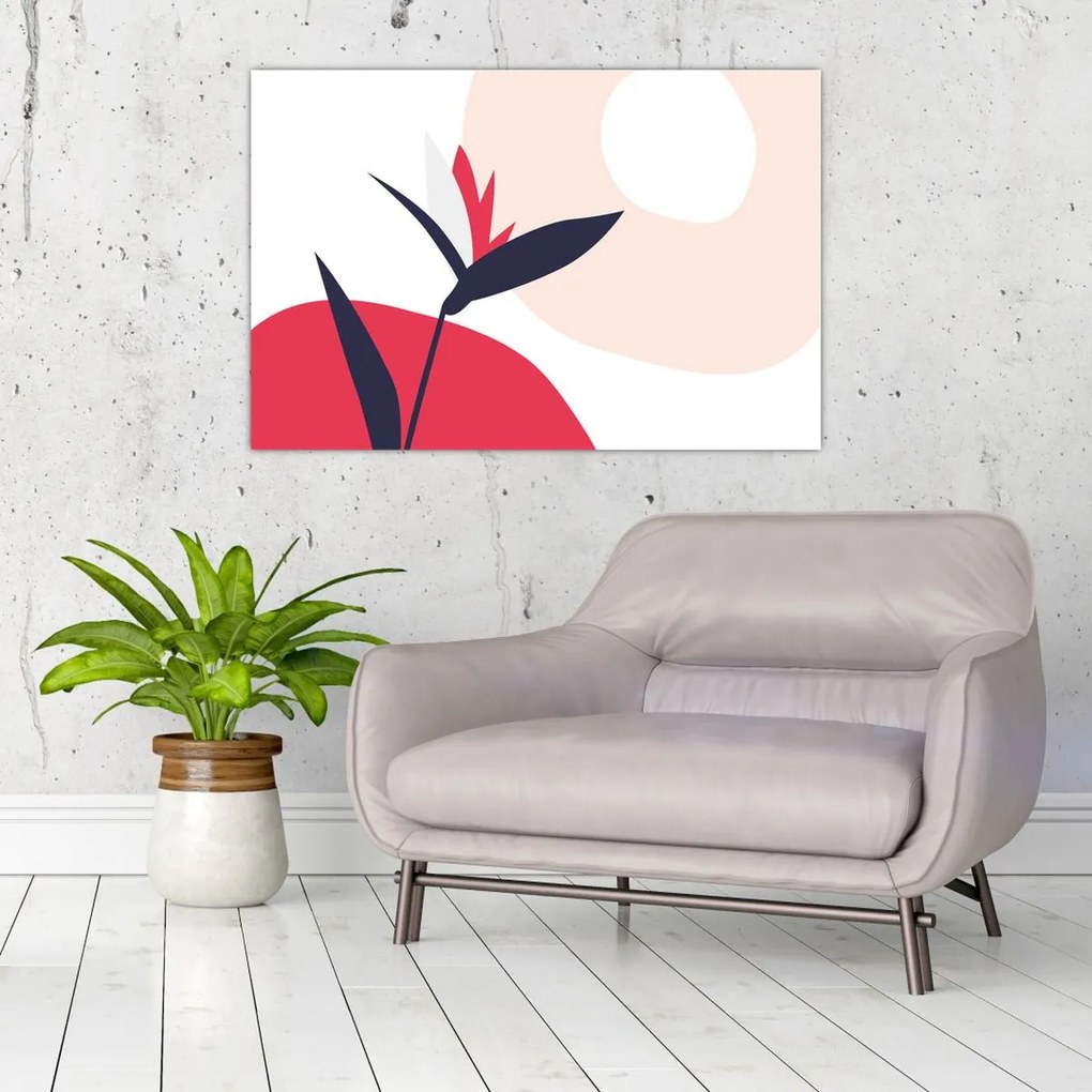 Kép - Rózsaszín virágos absztrakció N⁰1 (90x60 cm)