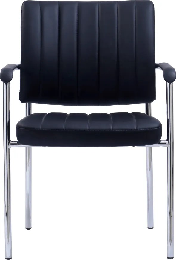 Tárgyalószék, fekete ekobőr/króm, FLORIN