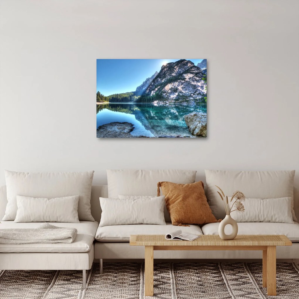 Egy alpesi tó képe (70x50 cm)