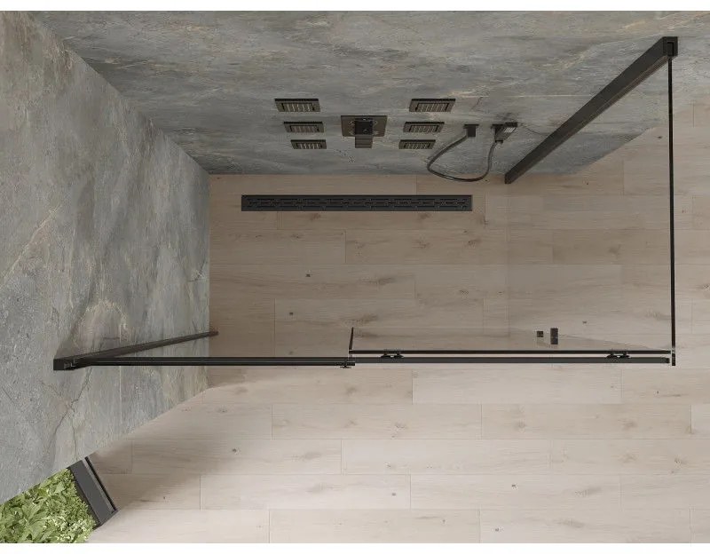 Mexen Omega zuhany 150x80cm, 8mm üveg, fekete profil-átlátszó üveg, 825-150-080-70-00