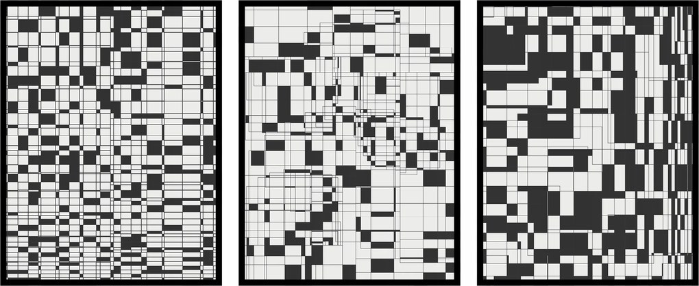 Triptichon poszter 3db 21x30cm A4 absztrakt négyzetek minták vonalak képek