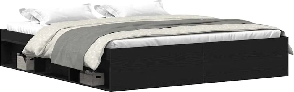 vidaXL fekete tölgy színű szerelt fa ágykeret matrac nélkül 150x200 cm
