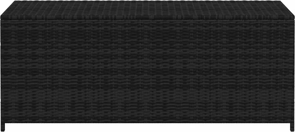 Fekete Polyrattan Kerti Tárolóláda 150 X 50 X 60 Cm