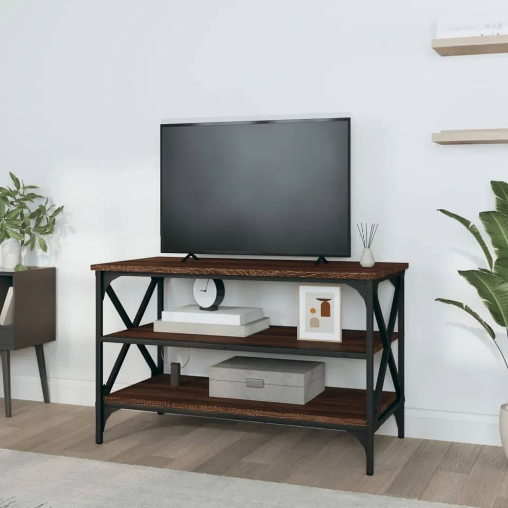 barna tölgyszínű szerelt fa TV-szekrény 80x40x50 cm