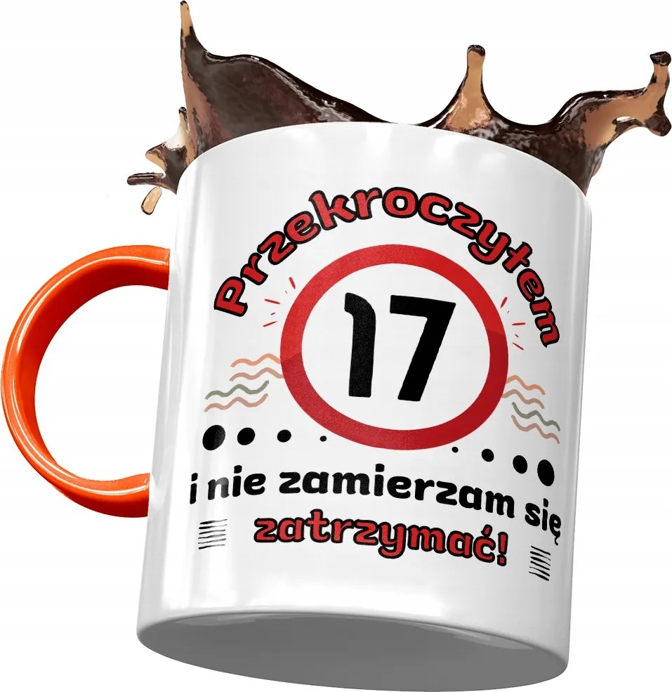 Narancssárga Bögre Születésnapra 17 17. 17. Nyomtatott Fotóval