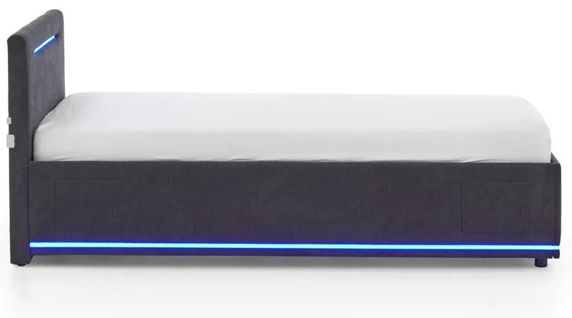 Sötétszürke kárpitozott ágyneműtartós gyerekágy ágyráccsal 90x200 cm Circle – Meise Möbel