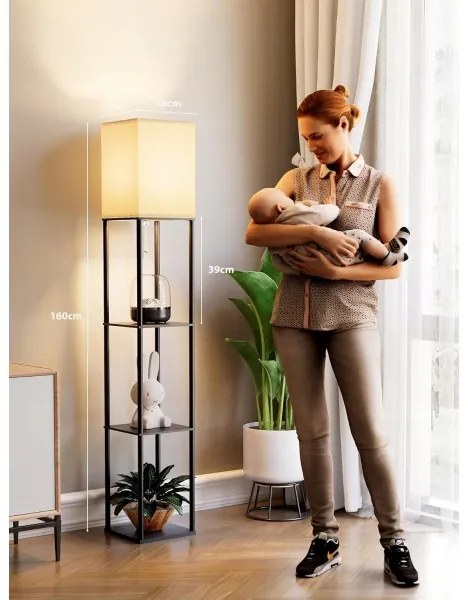 Állólámpa polcokkal, 1xE27/40W/230V, fekete/fehér