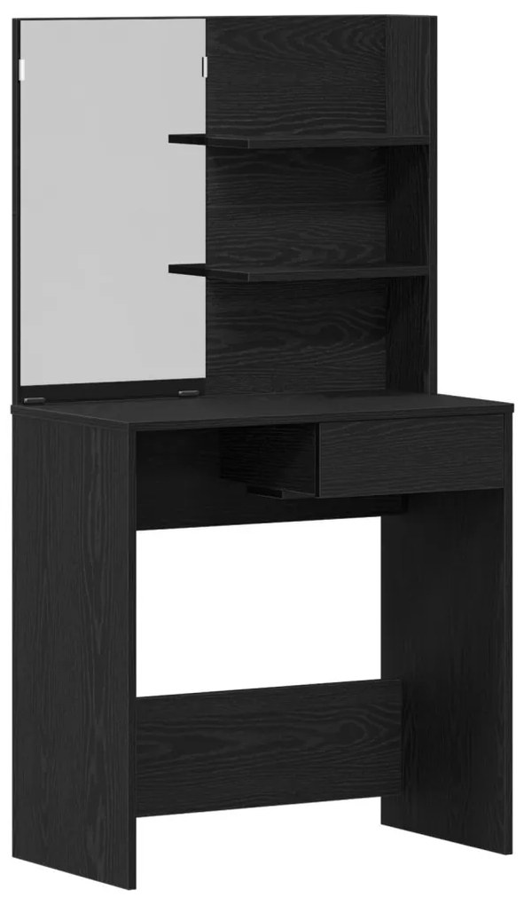 Fekete tölgy öltözőasztal tükrökkel - 74.5 x 40 x 141 cm