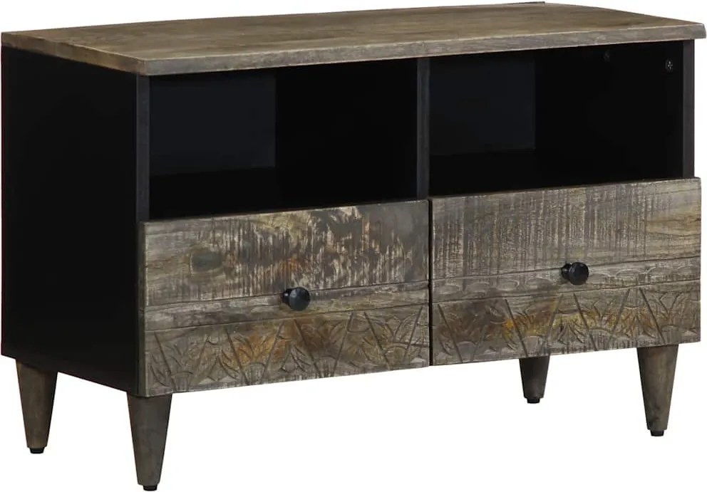 vidaXL világosszürke tömör mangófa TV-szekrény70x33,5x46 cm