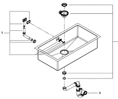 GROHE 31580SD1 - Konyhai mosogató K700 864 × 464 mm rozsdamentes acél