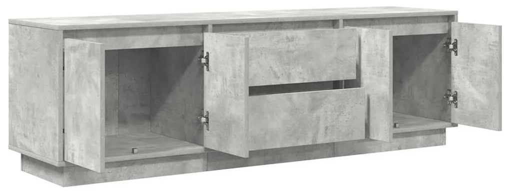 betonszürke TV-szekrény LED lámpákkal 160,5x41x50 cm