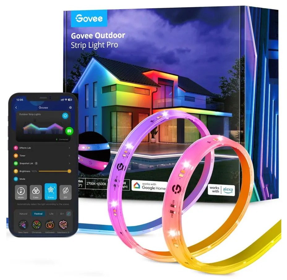 Govee - Kültéri Pro SMART RGBICWW kültér LED szalag 10m Wi-Fi IP65