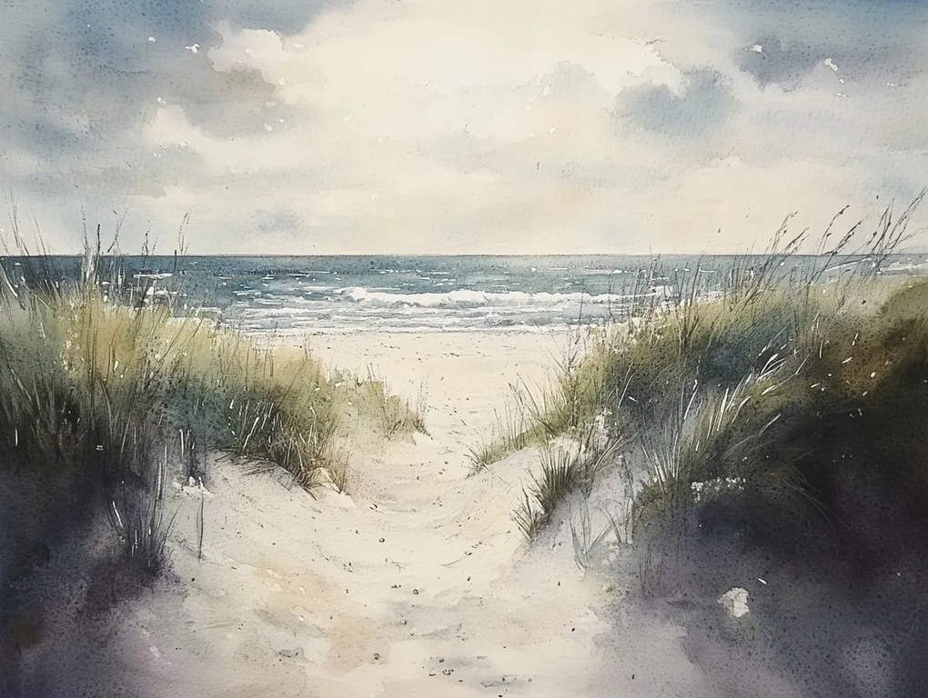 Vászonkép Canvas Tájkép Tengerpart Hullámok Ösvény Séta Kilátás 100x75