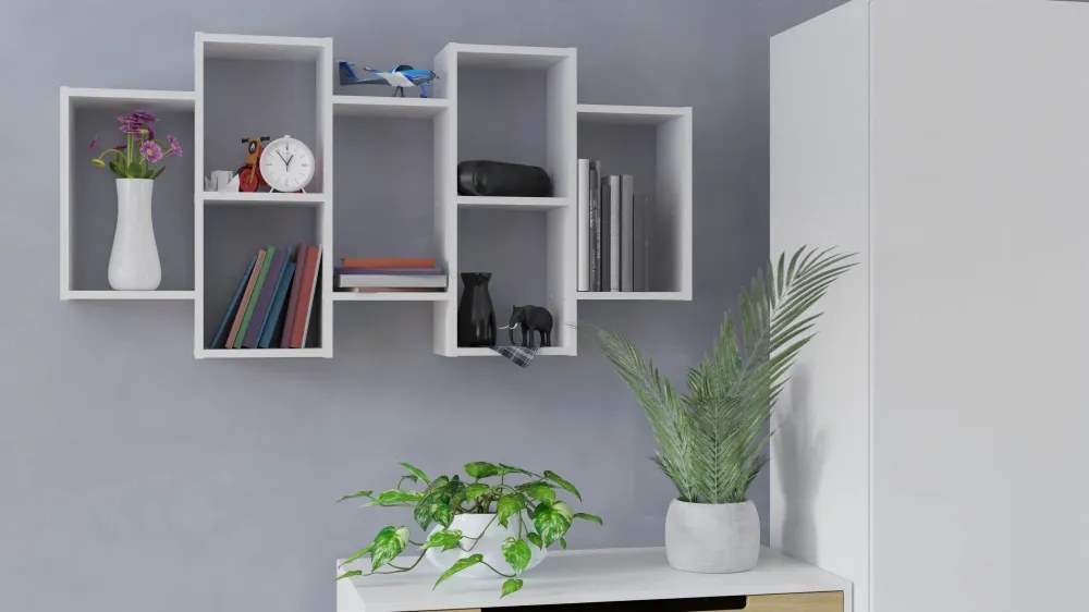 Drohmo Bilbao 7.0 fali polc, 129,5x65x20 cm, fehér