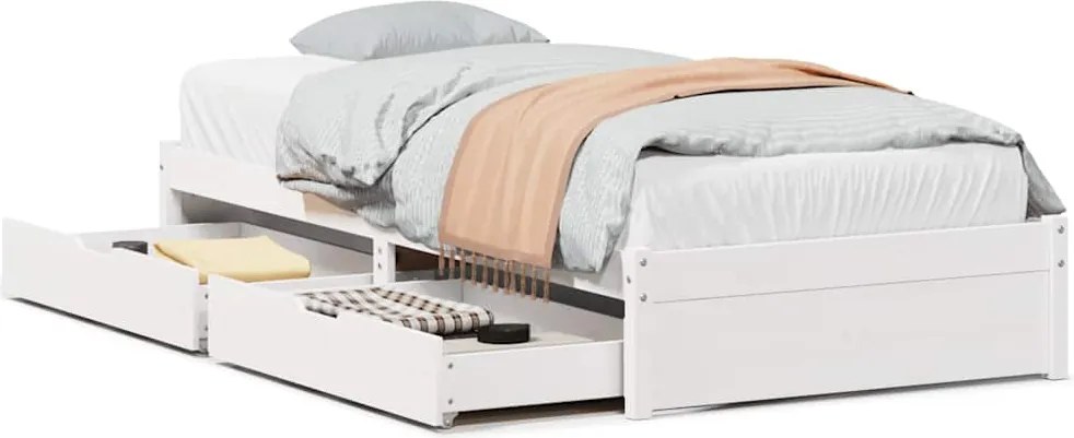 vidaXL fehér tömör fenyőfa ágy matrac nélkül 75 x 190 cm